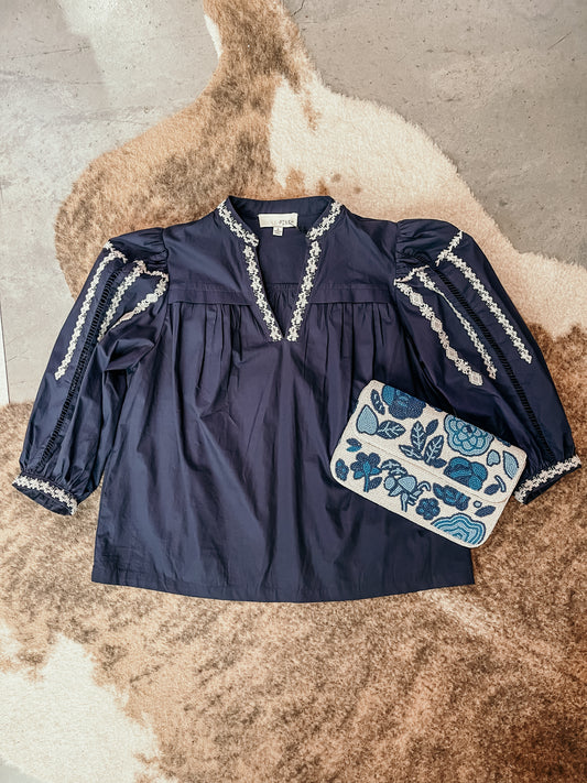 Navy Blue Boho Top HP
