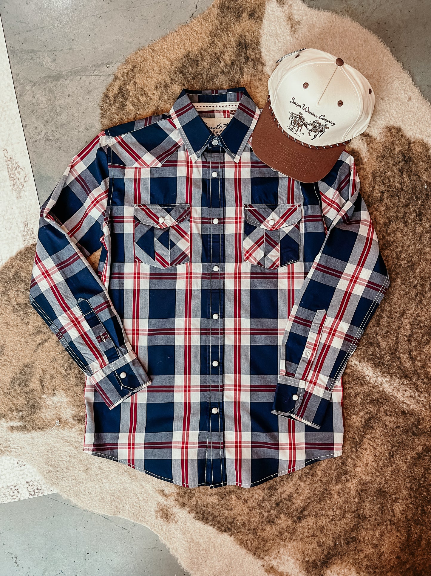 Blue Plaid Pearl Snap HP