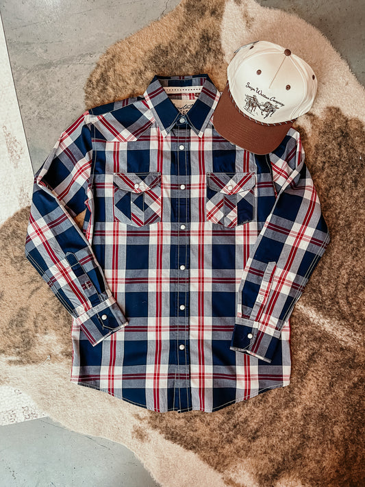 Blue Plaid Pearl Snap HP