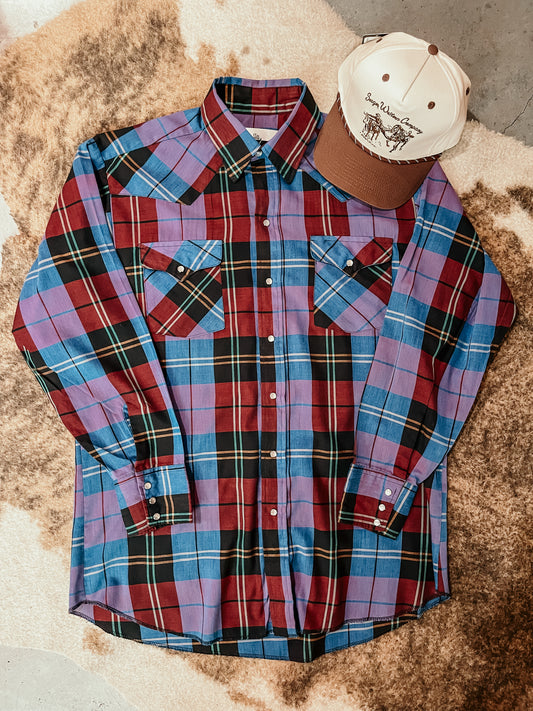 Maroon Plaid Pearl Snap HP