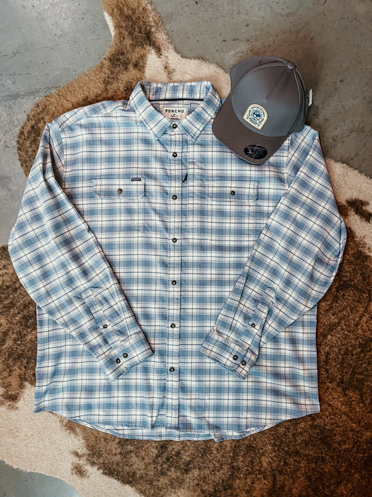 Poncho Blue Plaid Flannel Shirt HP