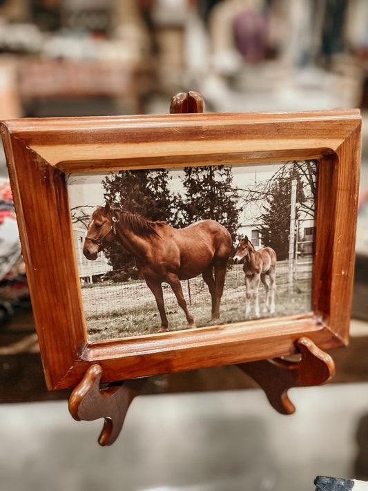 Vintage Framed Mare and Colt HP