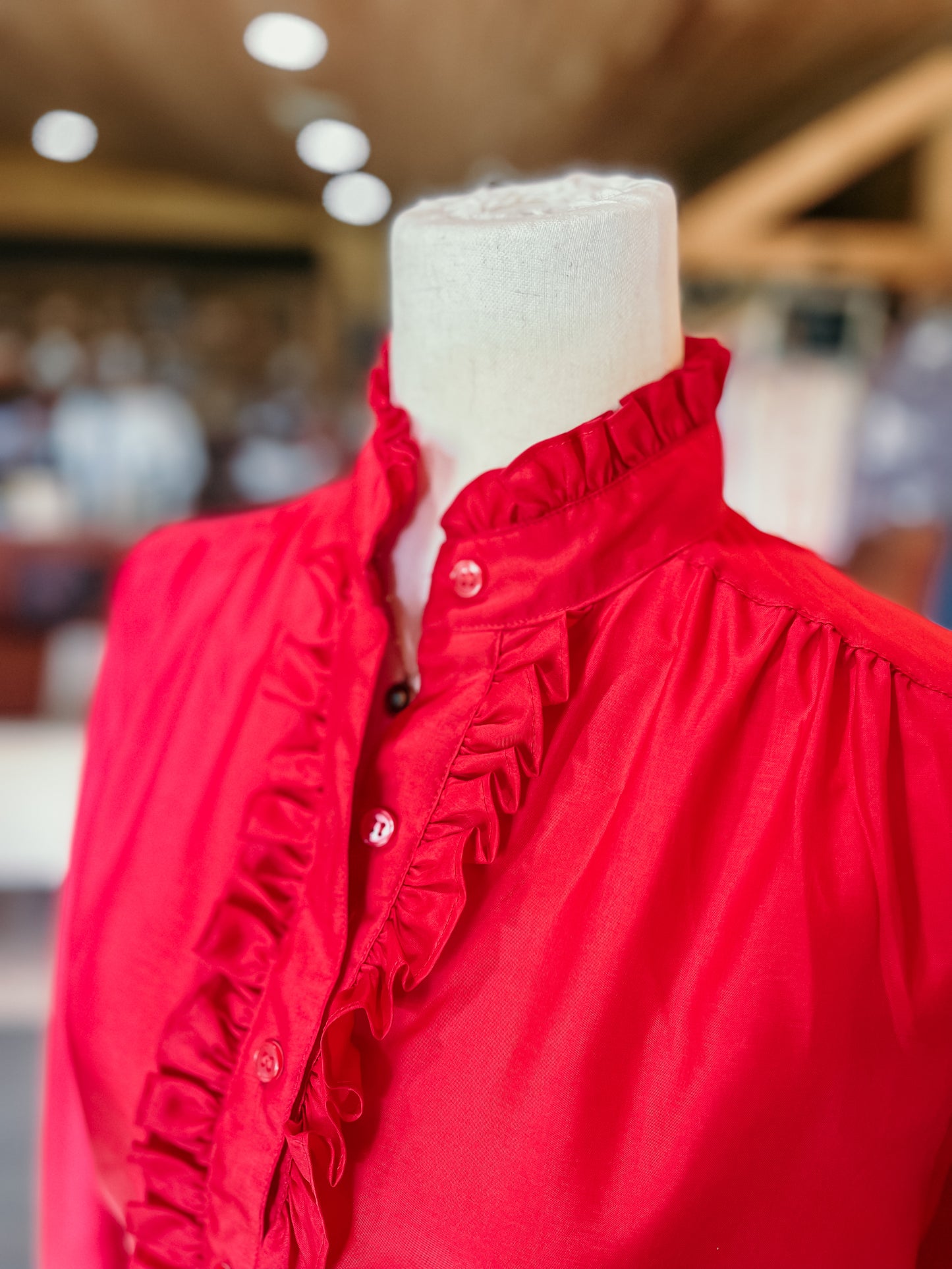Red Ruffle Vintage Top HP
