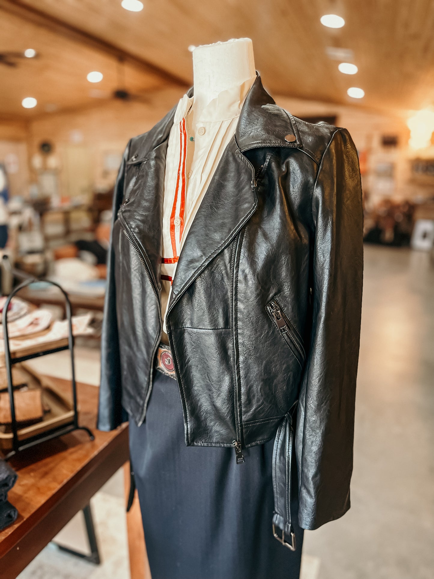 Black Faux Leather Jacket HP