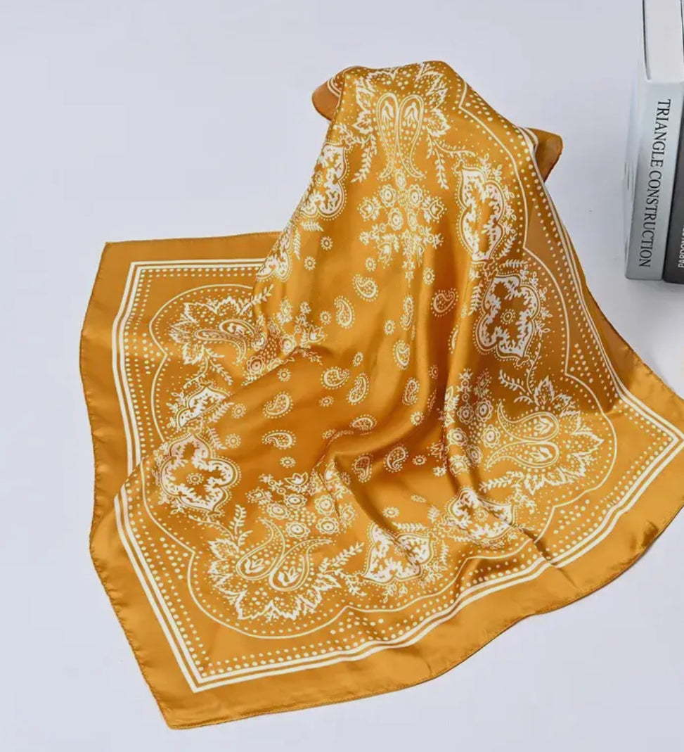 Mustard Western Silky Scarf LU