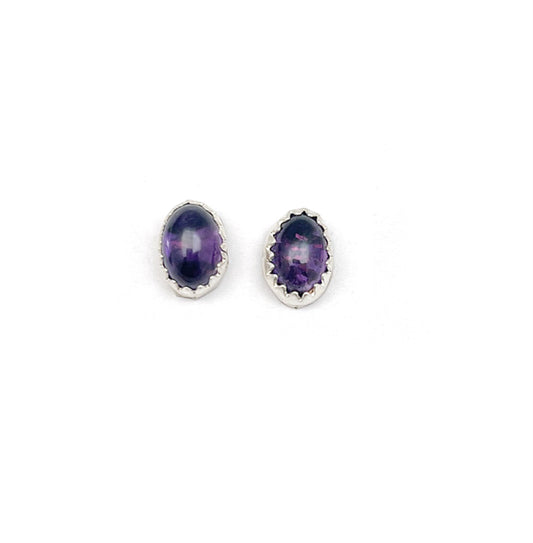 Sterling Silver Amethyst Stud Earrings LU