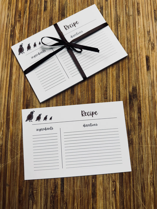 Quail Family Recipe Cards-Set of 12