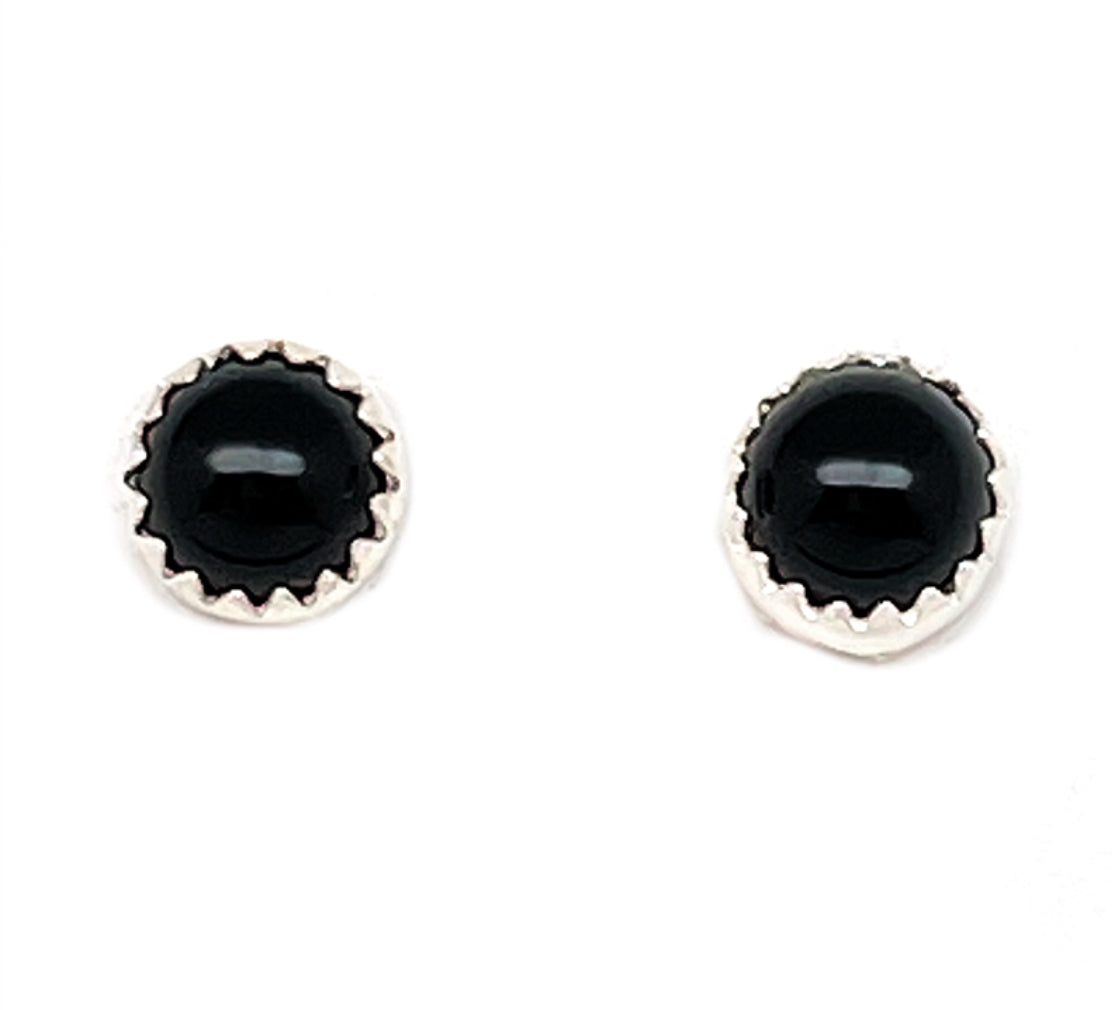 Sterling Silver Onyx Stud Earrings LU
