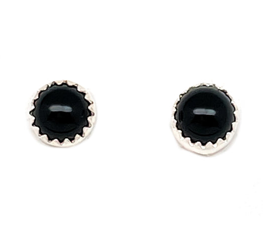 Sterling Silver Onyx Stud Earrings LU