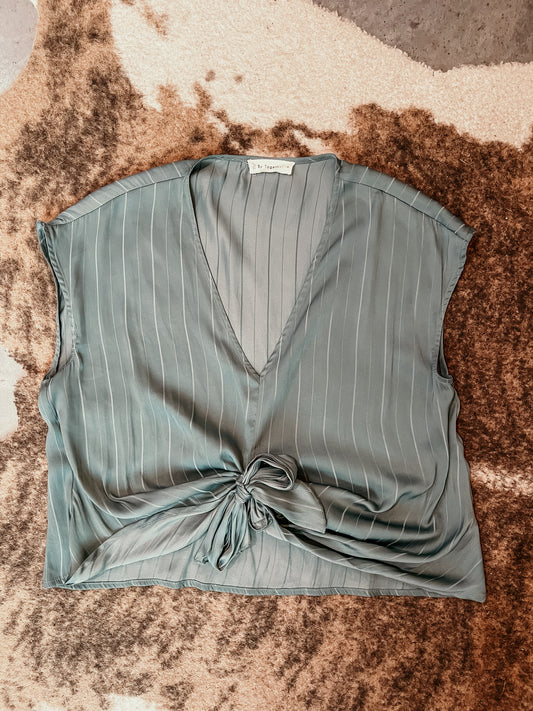 Sage Green Satin Tie Top HP