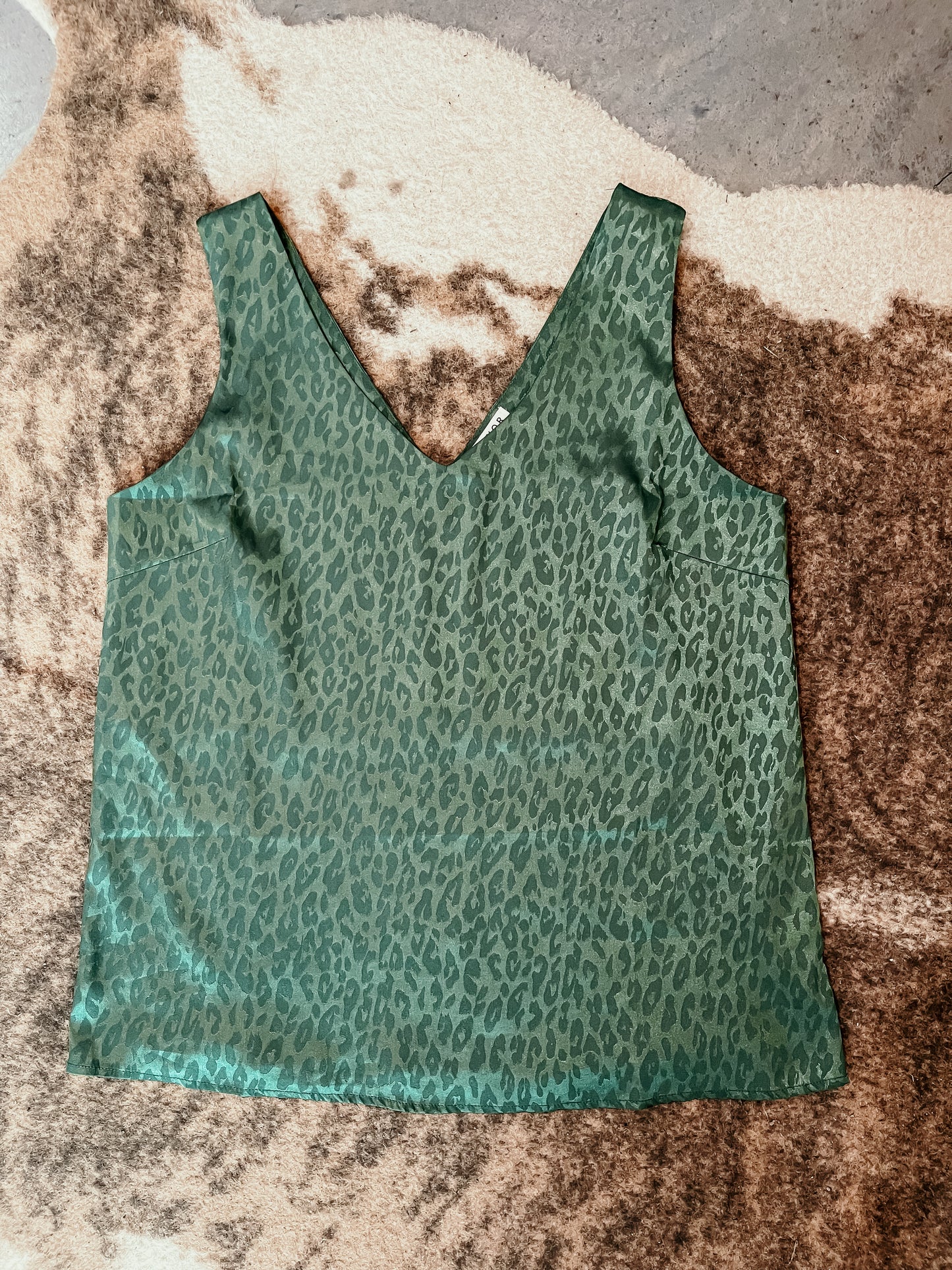 Green Animal Print Satin Tank HP