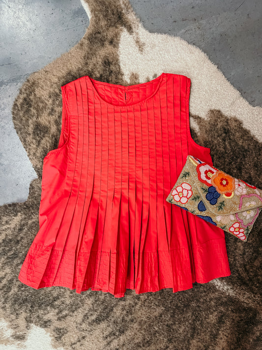 Red Pleated Top HP