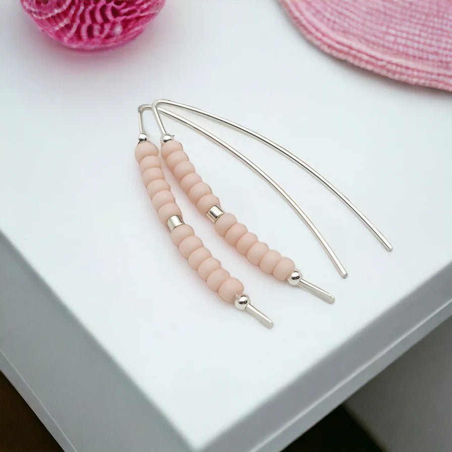 Pale Pink and Sterling Silver Threader Earrings LU