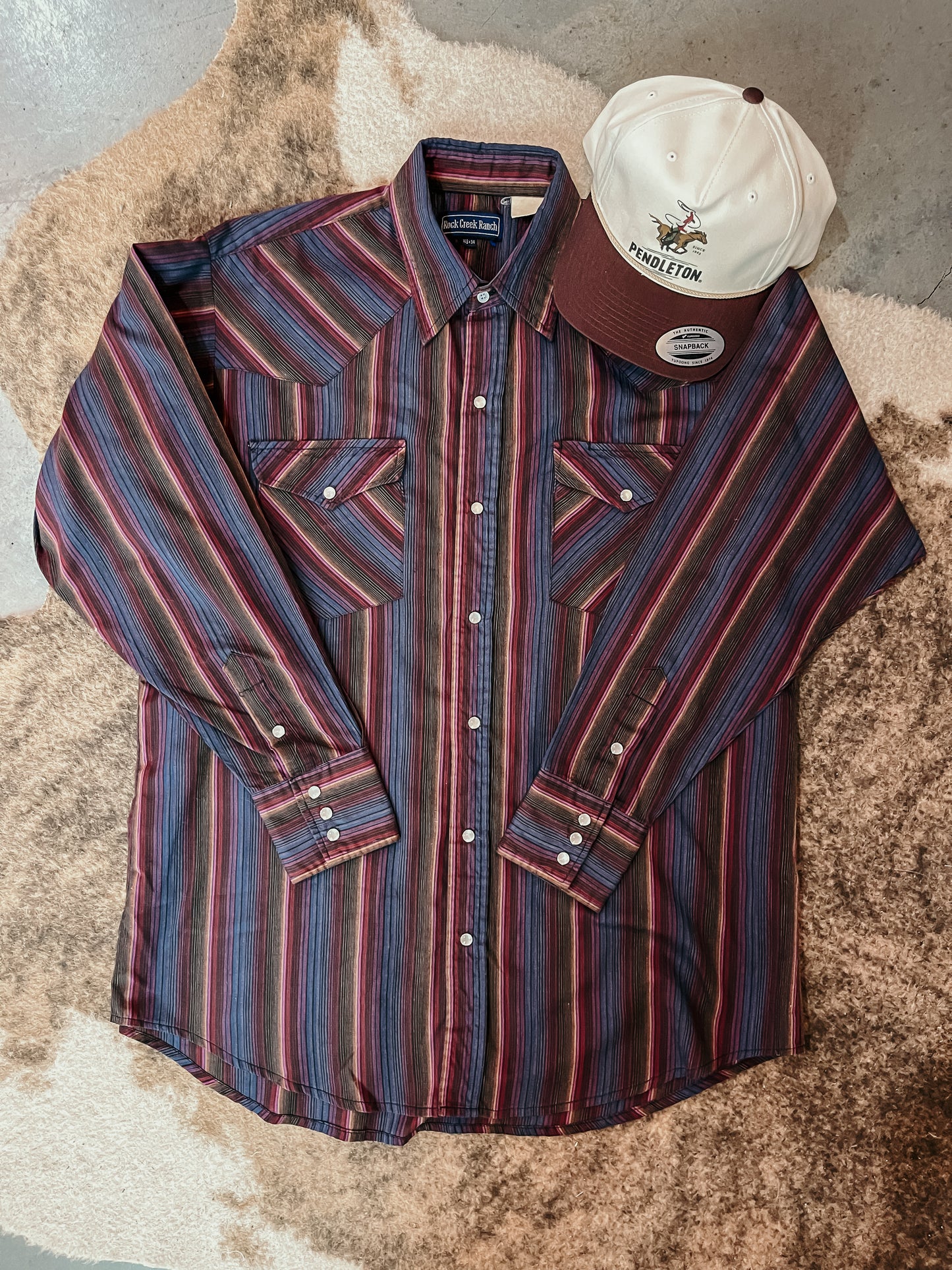 Multi Color Striped Pearl Snap HP