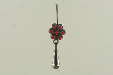 Sterling/Coral Tiny Flower and Delicate Dangle Earrings