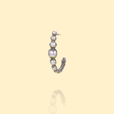 Small Ball Curved Sterling Earrings