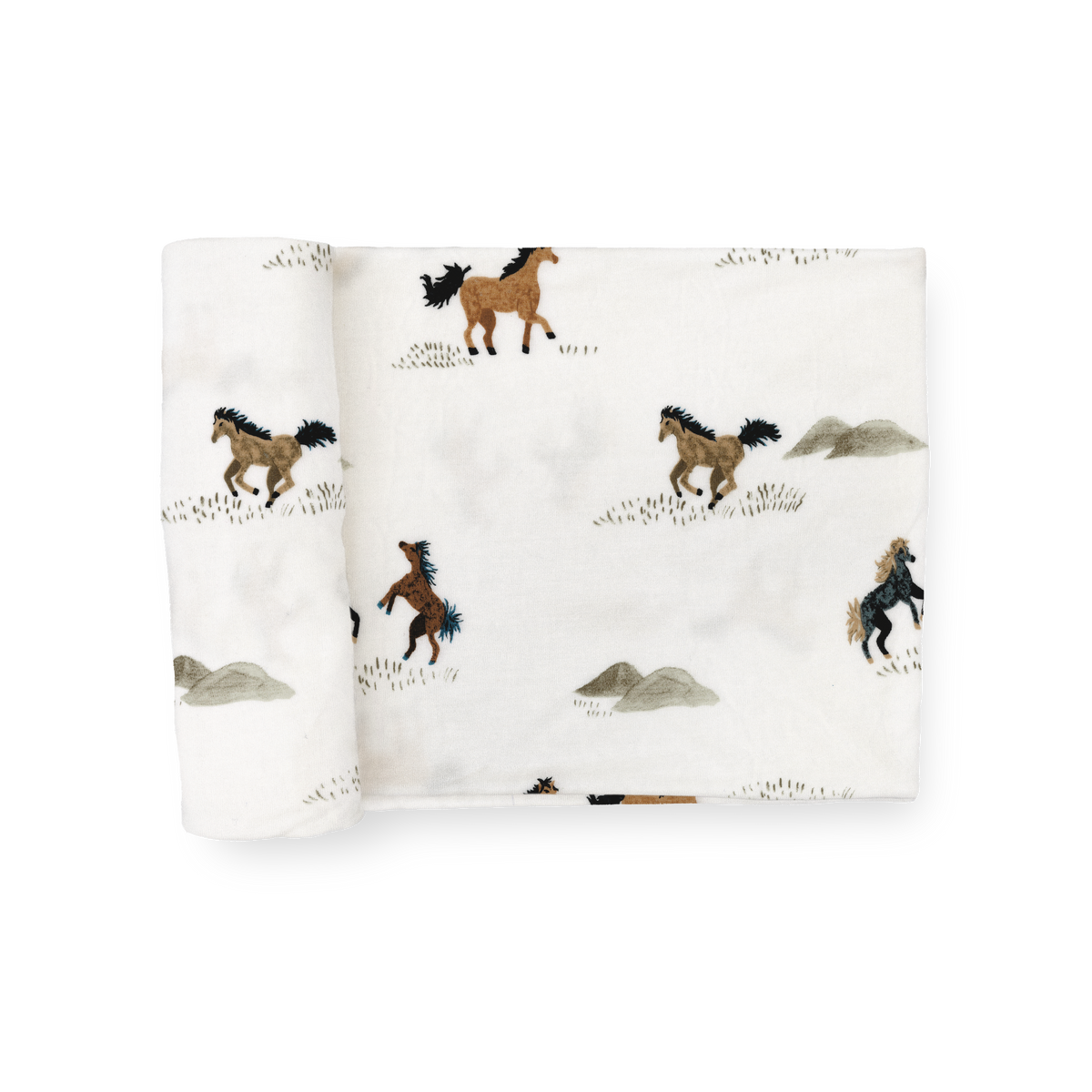 Stretch Knit Swaddle Blanket - Wild Horses: Wild Horses