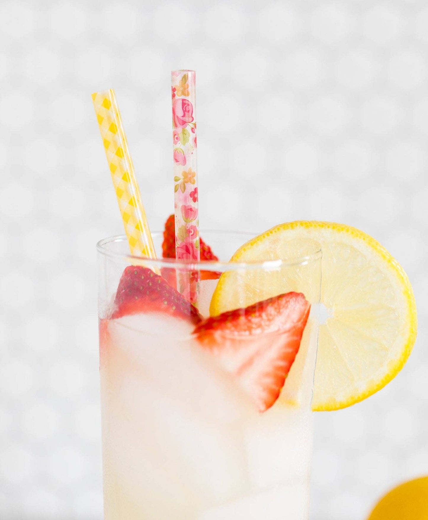 Bright Gingham Floral Reusable Straws