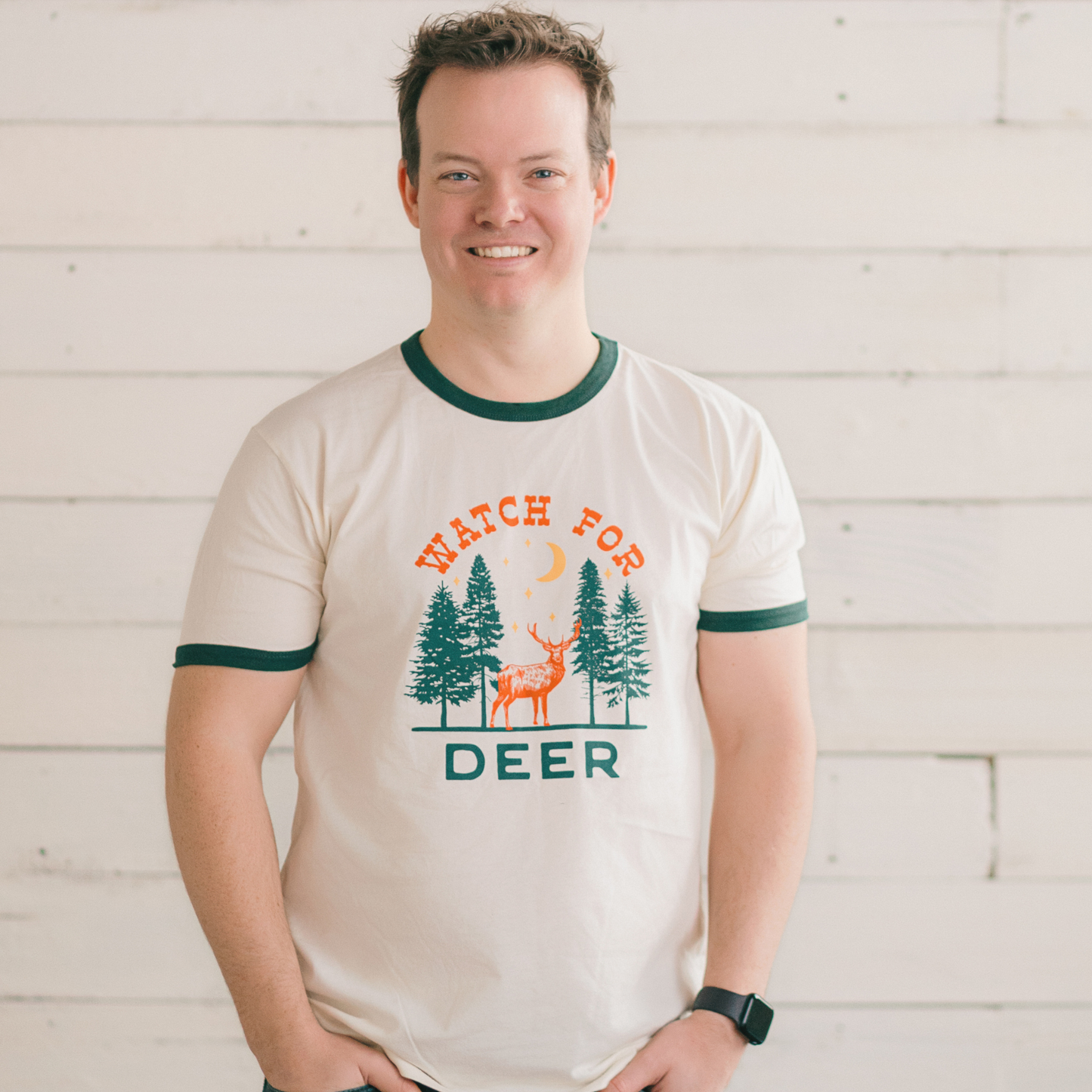 Watch for Deer Adult T-Shirt, Midwest T-Shirt, Graphic Tee: L