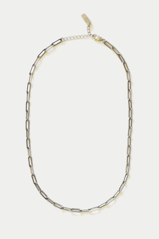 3mm Paper Clip Chain Necklace: Steel