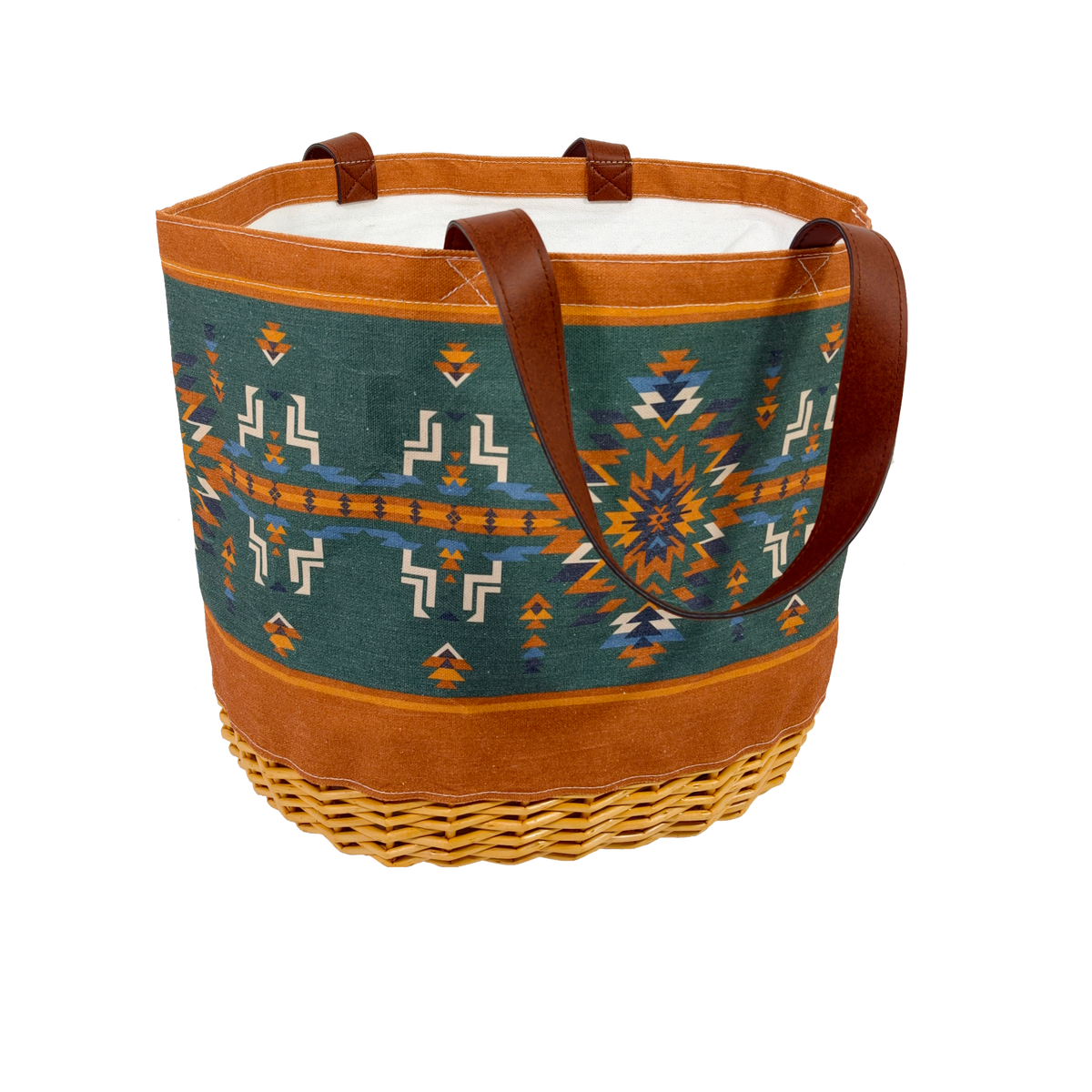 American Native™ Canvas  & Willow Basket Tote, Green