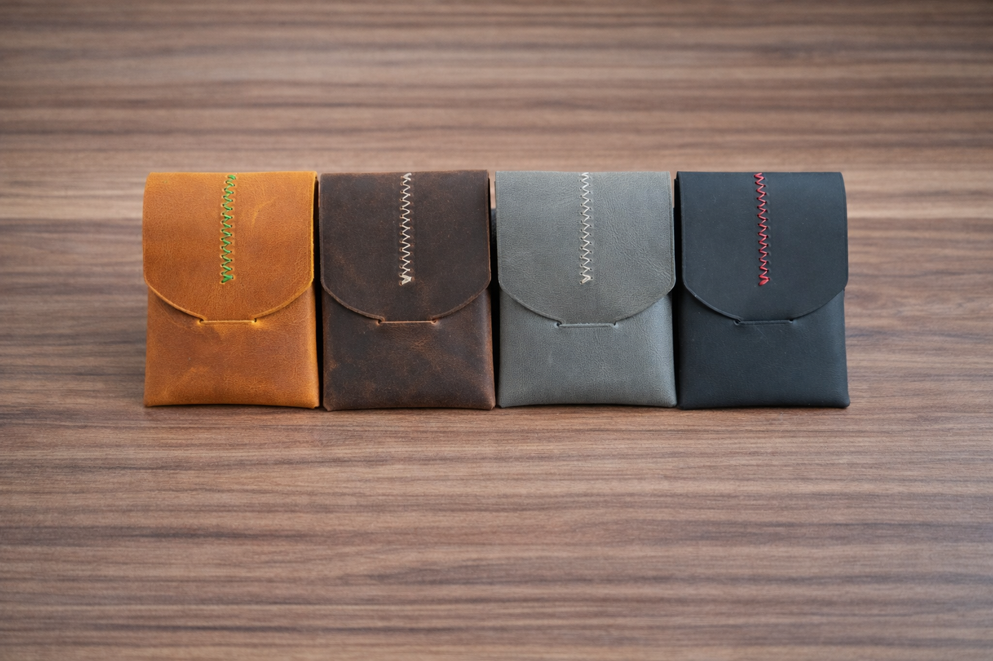 Leather Wallet Slim Handmade Card Holder for Men & Women: Blue