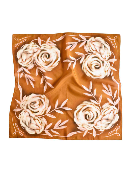 Rustic Wild Roses Wild Rag Western Silk Scarf LU