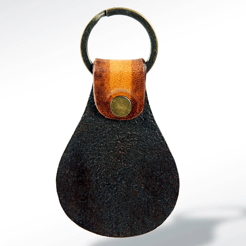 Hand Tooled Genuine Leather Keyring 7 LU