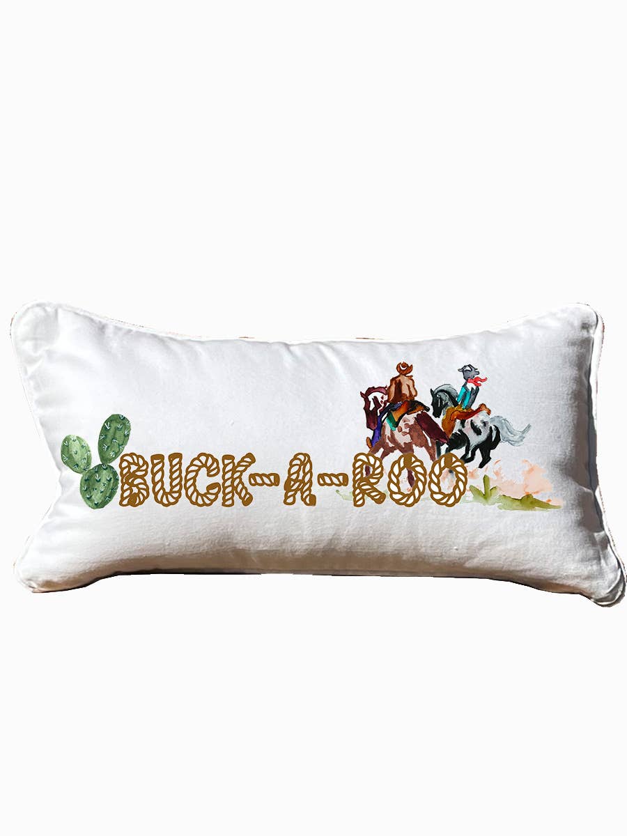 Buckaroo White Lumbar Pillow: Black