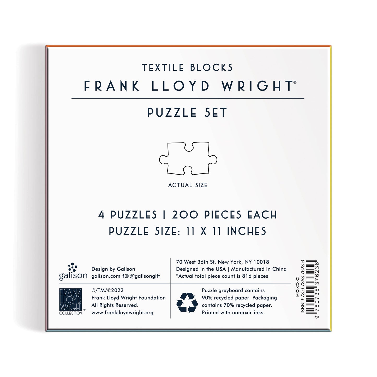 Frank Lloyd Wright Textile Blocks Set of 4 Puzzles-LU