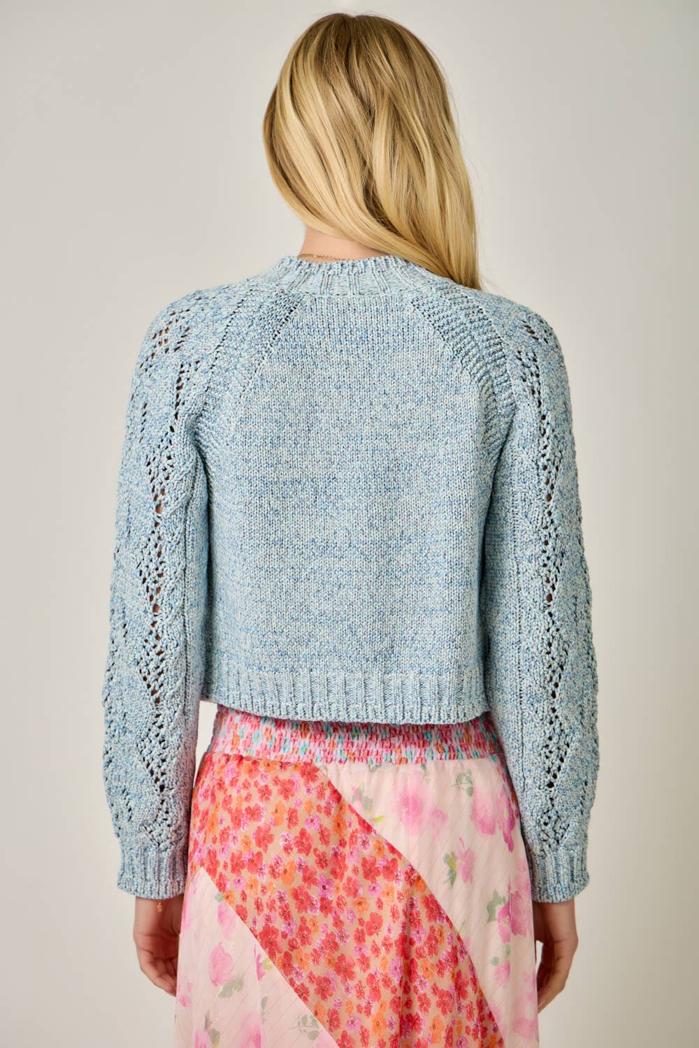Multicolor Cable Knit Cardigan: Yellow HP