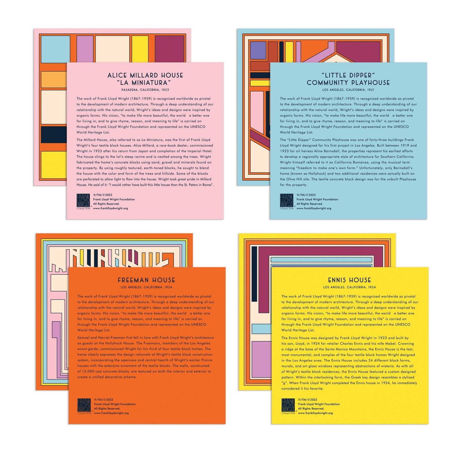 Frank Lloyd Wright Textile Blocks Set of 4 Puzzles-LU