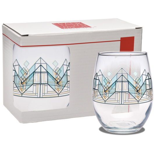 Frank Lloyd Wright Geneva Tulip Green Stemless Wine 15-Ounce