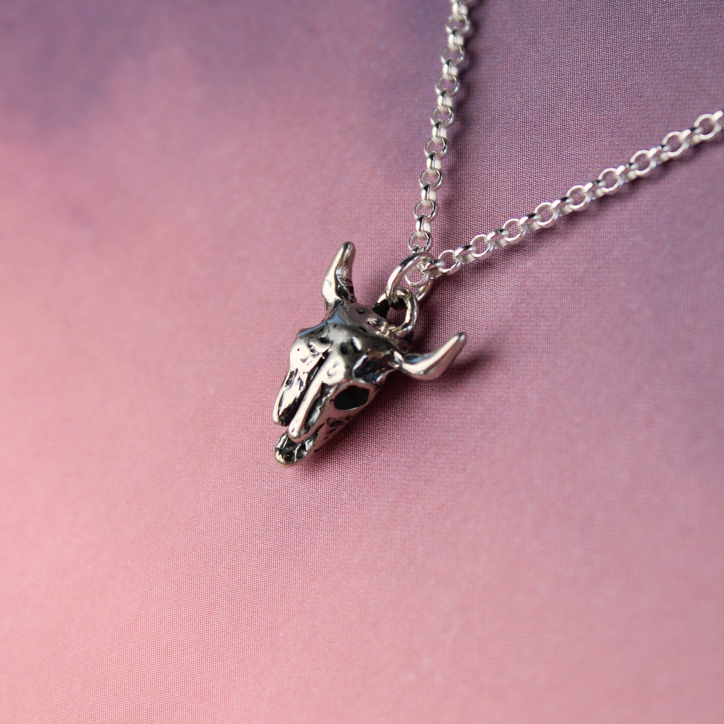 Bison Skull Sterling Silver Necklace LU
