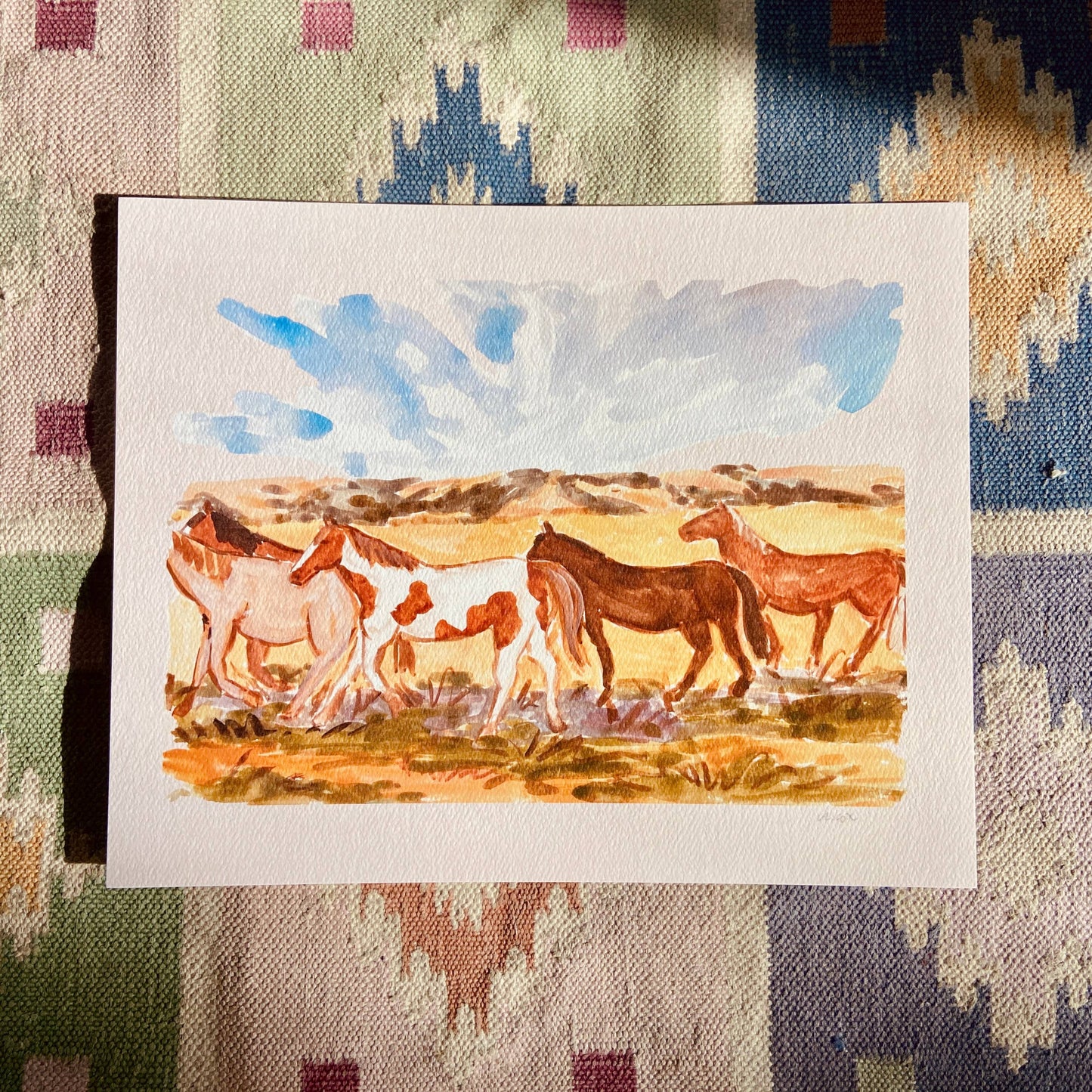 Western Horse Ranch Landscape Painting Wall Decor Art Print