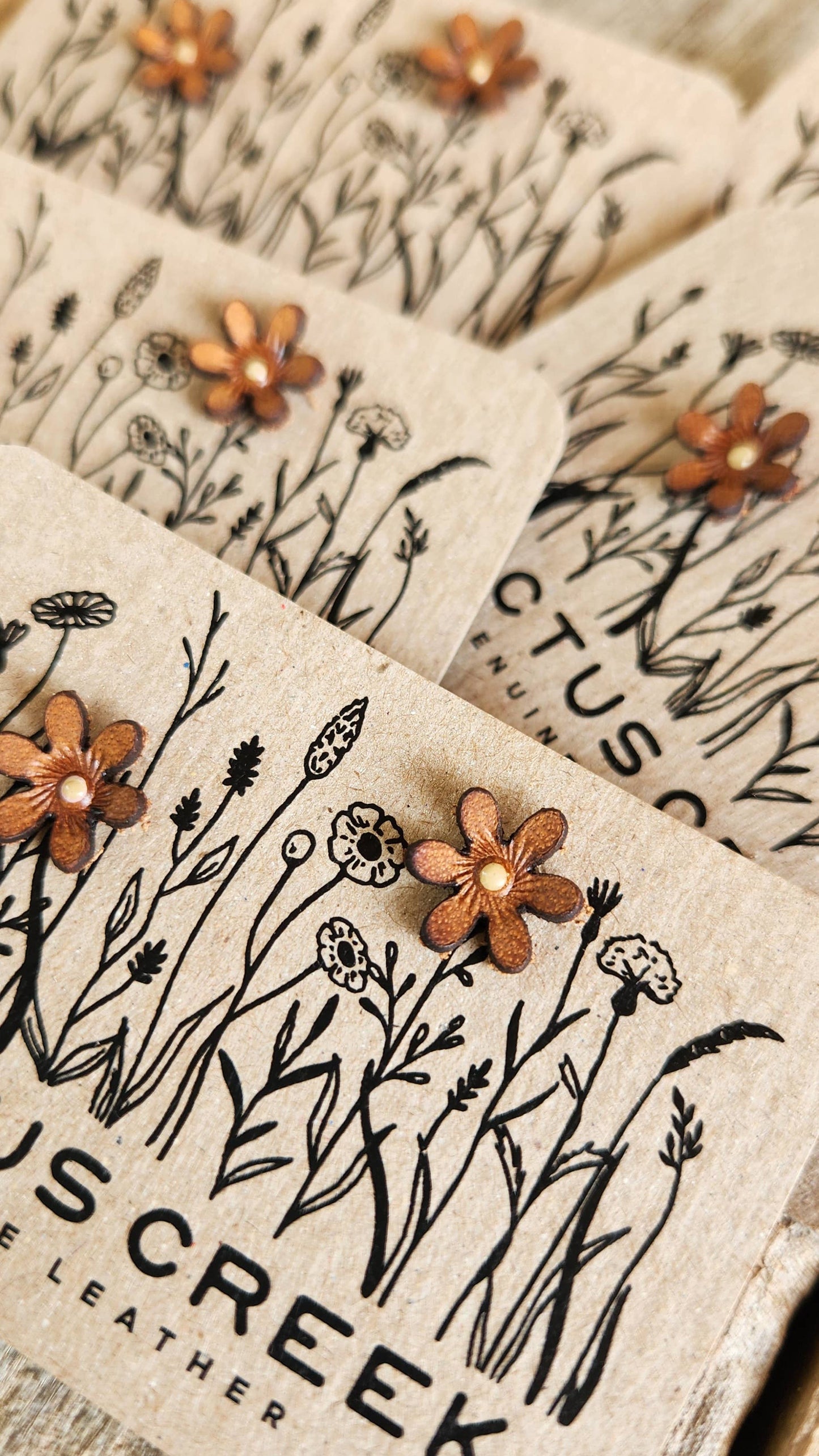 Wild Flower Genuine Leather Post Earrings HP