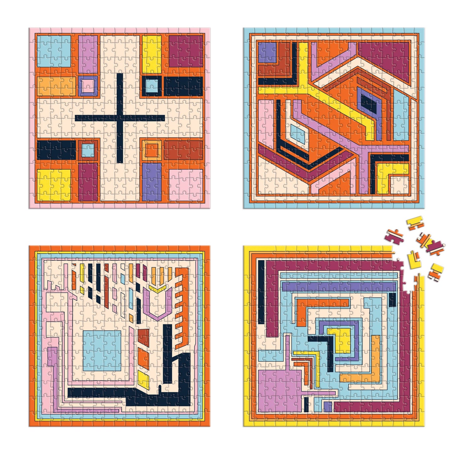 Frank Lloyd Wright Textile Blocks Set of 4 Puzzles-LU