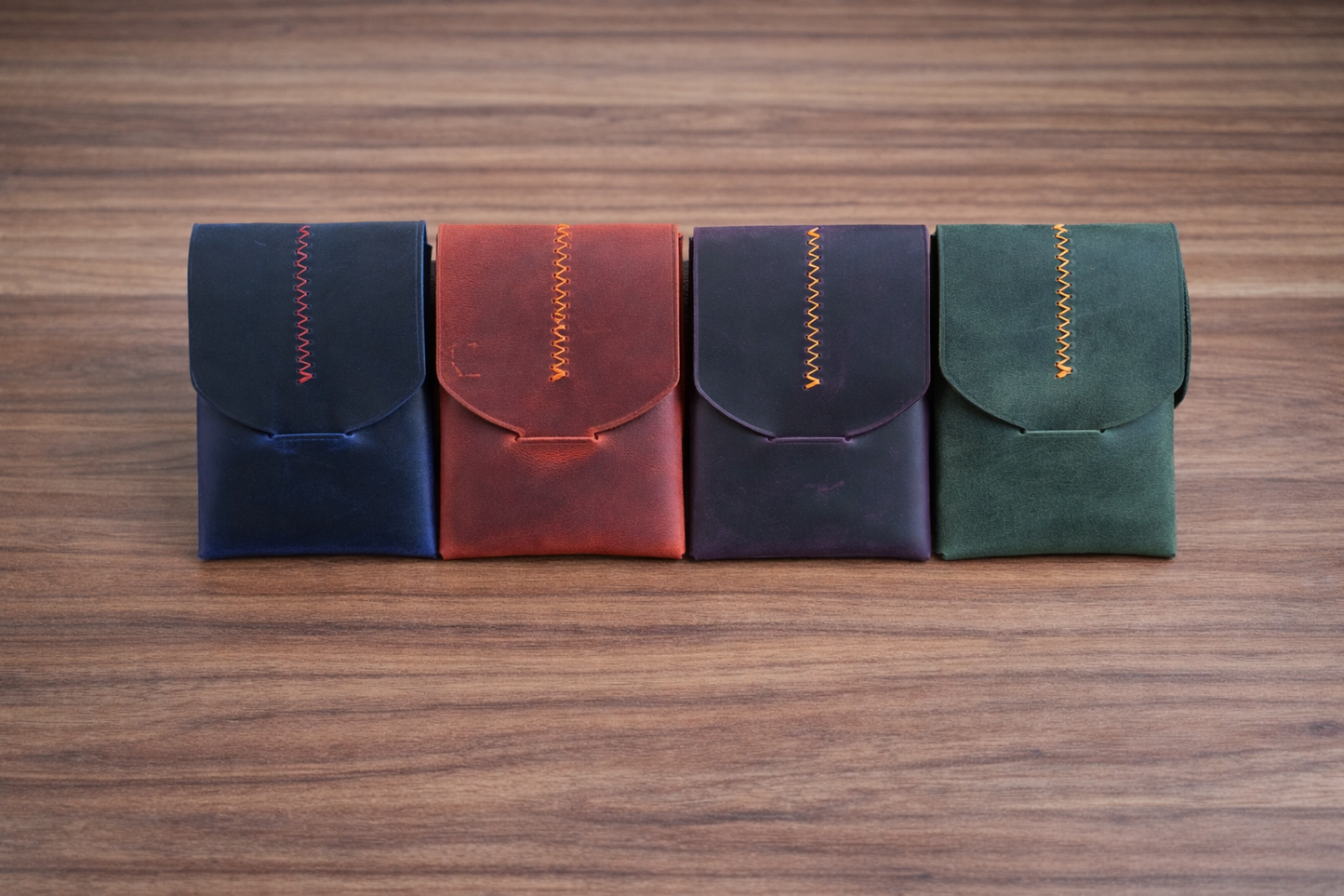 Leather Wallet Slim Handmade Card Holder for Men & Women: Blue