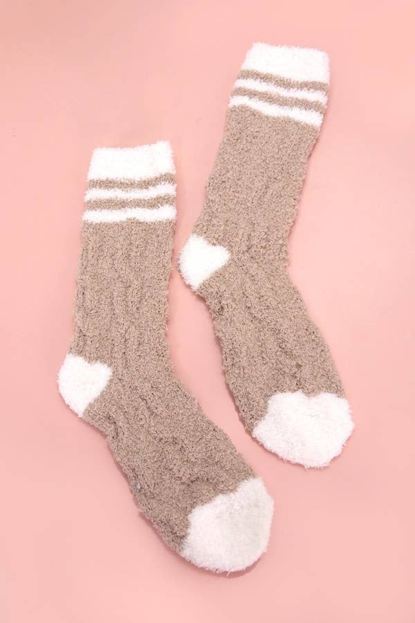 WARM CHINLON SOFT FLEECE FUZZY SOCKS-OLIVE LU