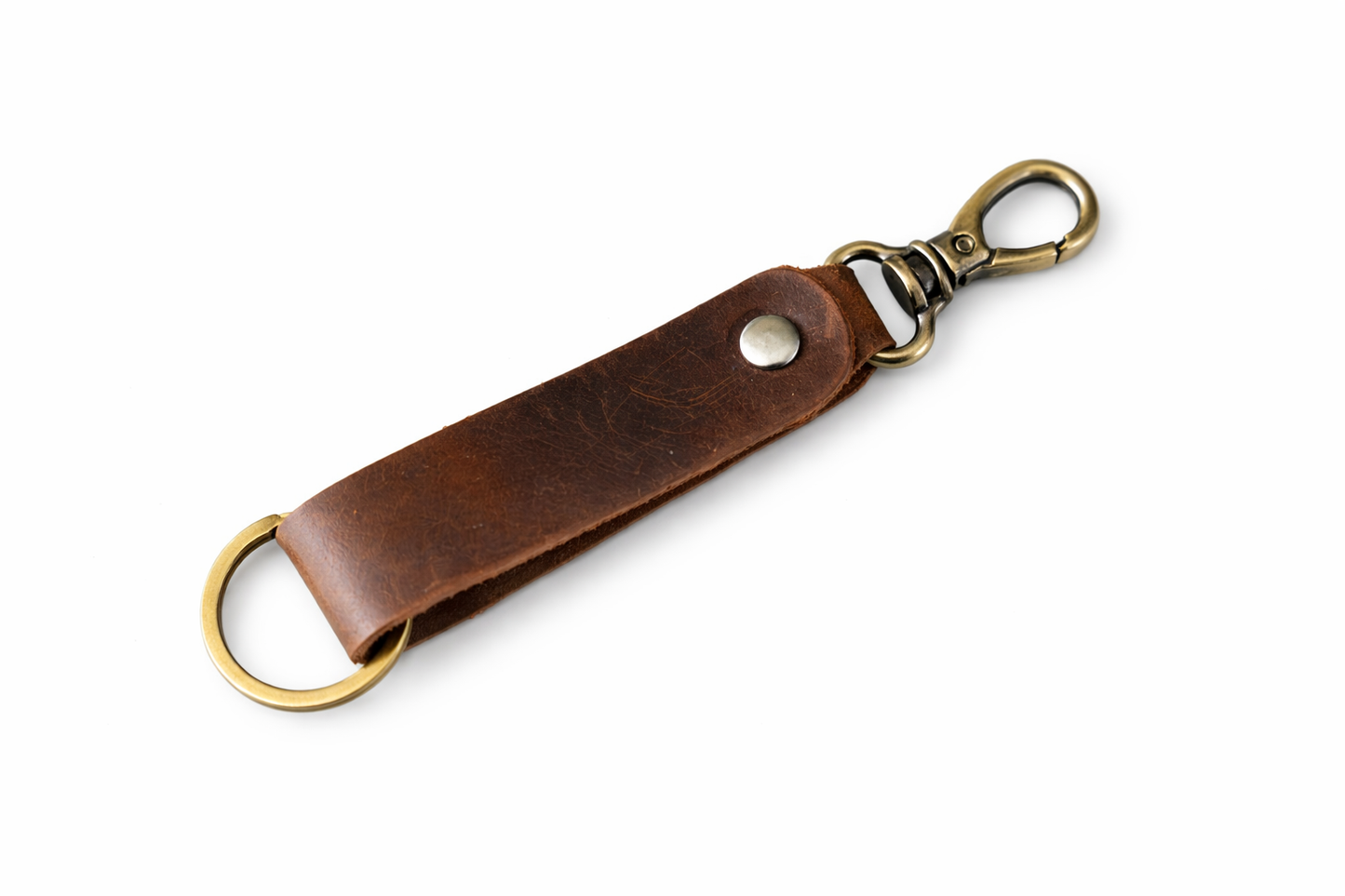 Genuine Leather Keychain, Keychain RIng, Handmade Key Tag: Green