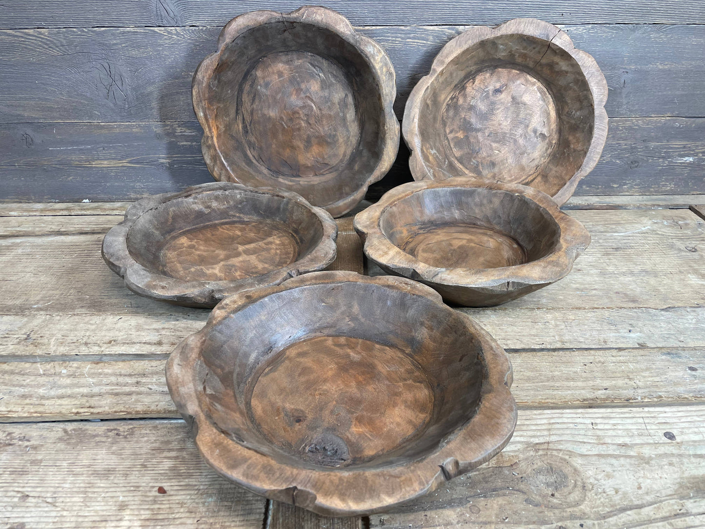 Small Flower Dough Bowl-10-12 inches-Waxed LU