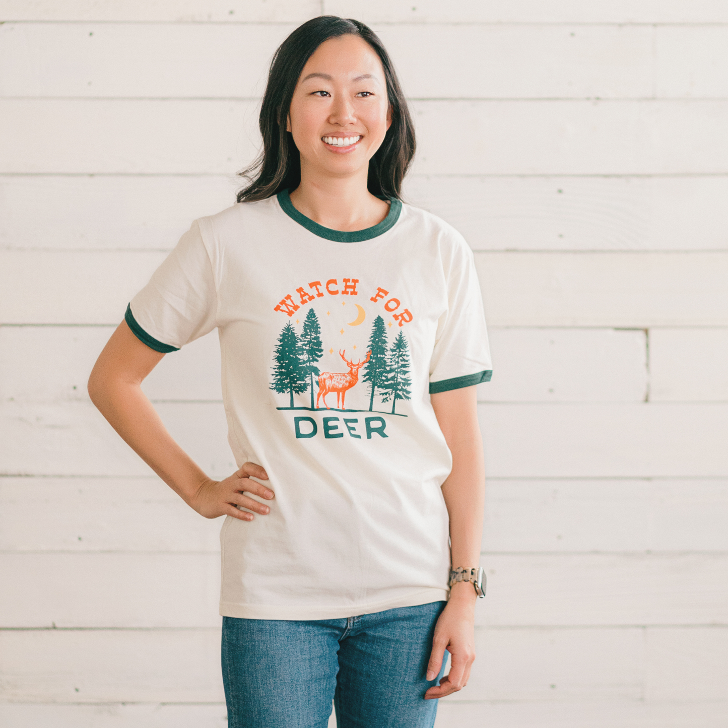 Watch for Deer Adult T-Shirt, Midwest T-Shirt, Graphic Tee: L