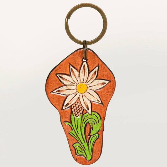Hand Tooled Genuine Leather Keyring 10 LU