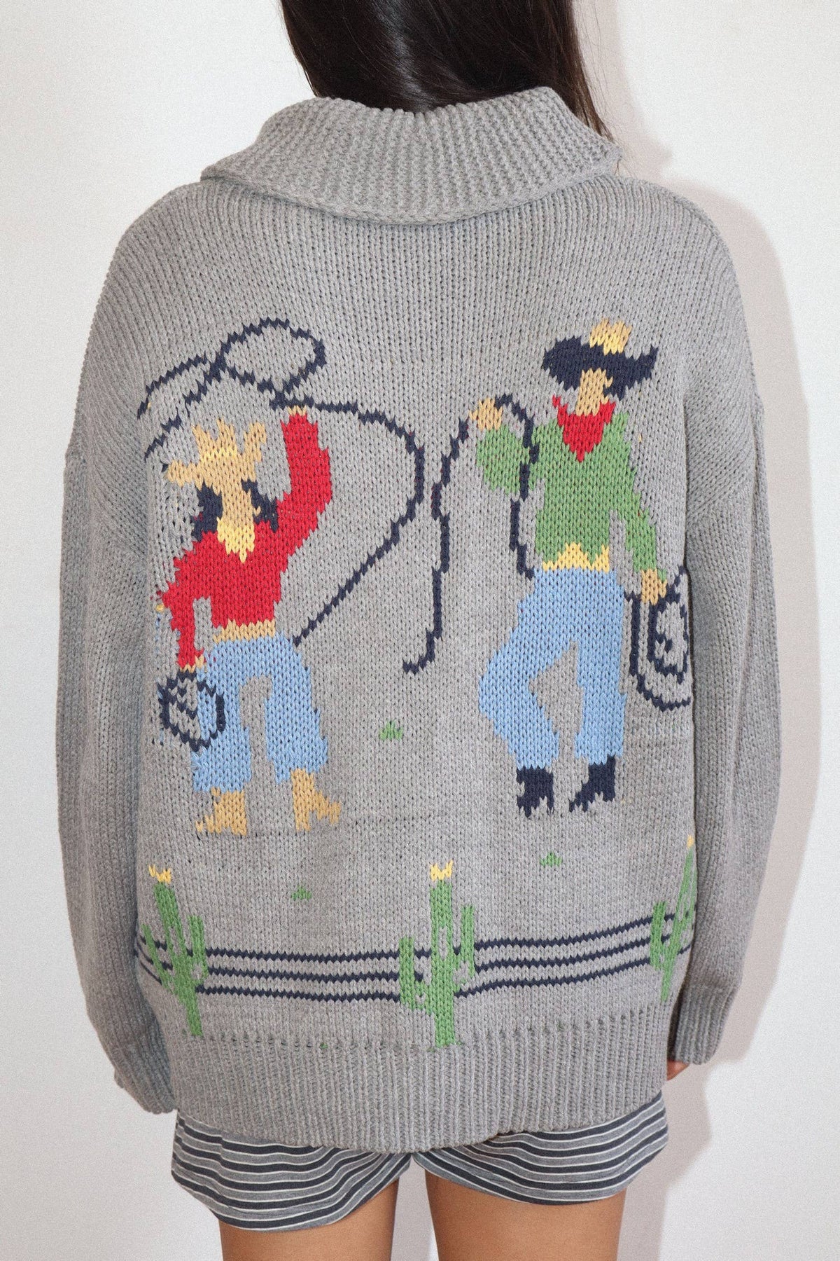 Cowgirl Knit Zip-Up Cardigan : GREY