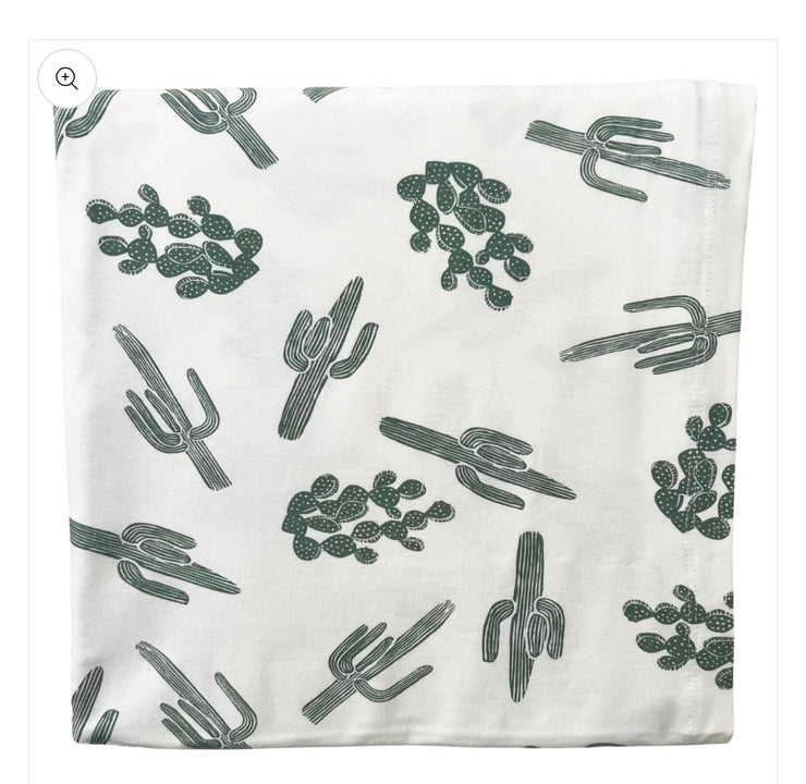 Green Cactus Stretch Swaddle Blanket