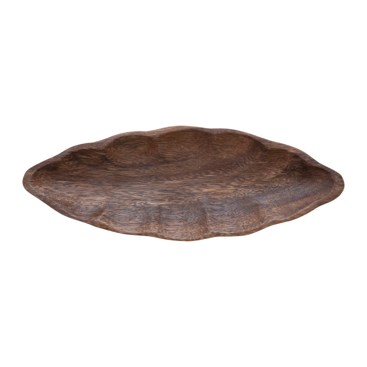 Hand Carved Wood Leaf Dish