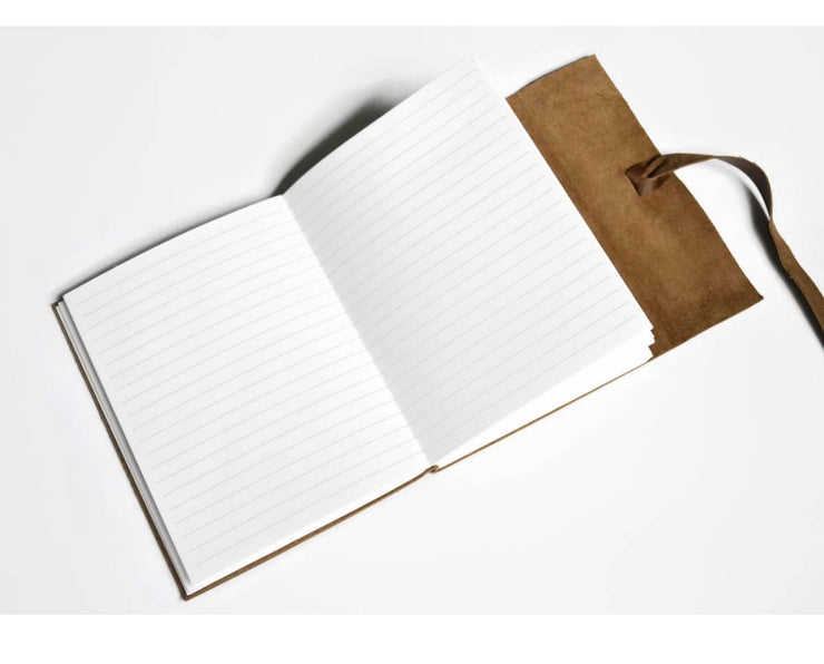 Lined Leather Journal- Dark Green Stitching