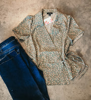 Ditsy Floral Wrap Tie Blouse